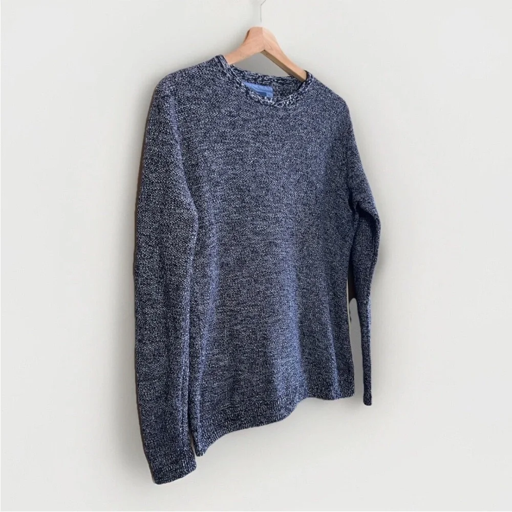 KANGOL Two Tone Fitted Pullover Crewneck Men's Sweater Size Medium Blue/White